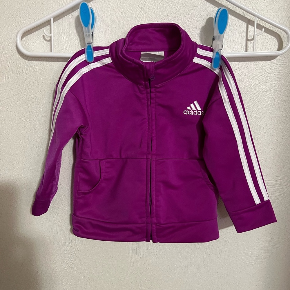 ADIDAS‎ Classic Track Jacket Purple and White Infant Girl's Size 9M